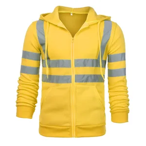 Factory Reflective Hoodie Winter Zipper Sweatshirts Hoodie Men Work Sweatshirts Male Hi Vis Hoodies for Men Workwear