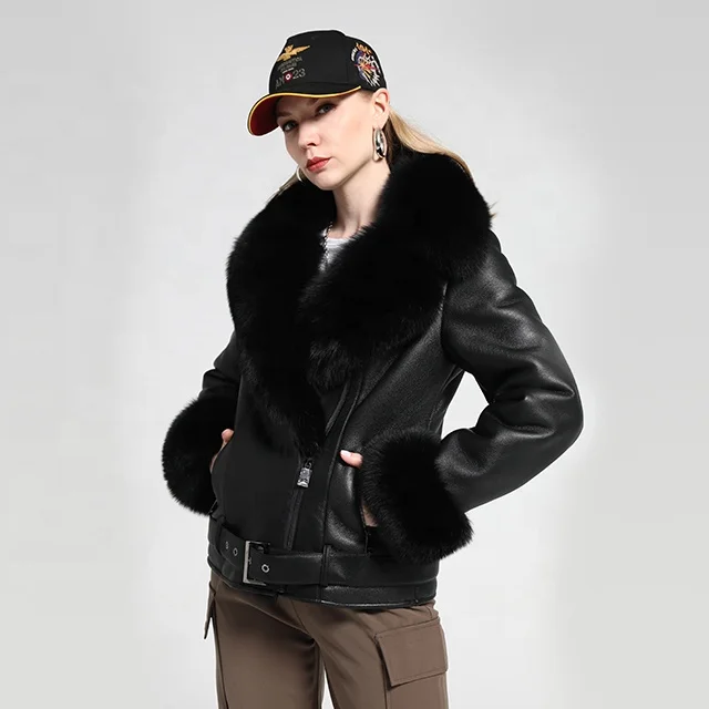 2023新作登場 高品質レディースブラックレザーファッションジャケット