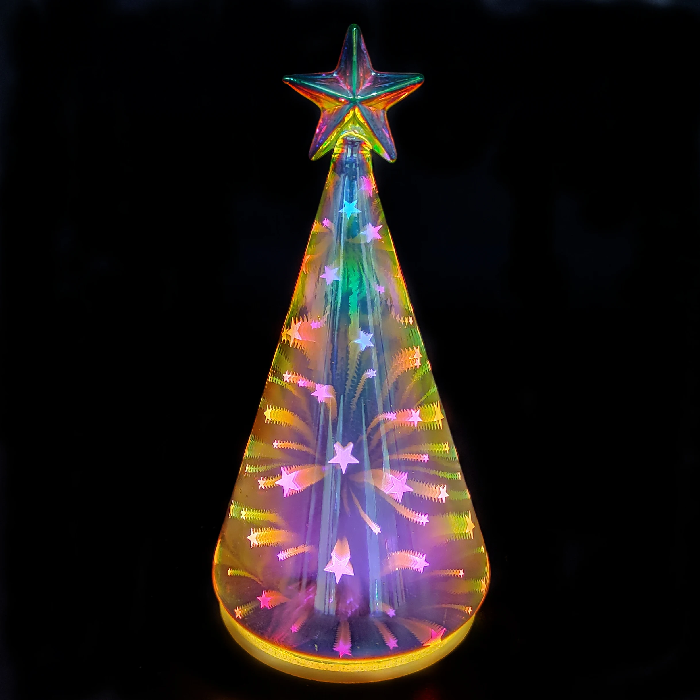 Battery powered decorative 3D handblown glass Christmas tree novel products supplier