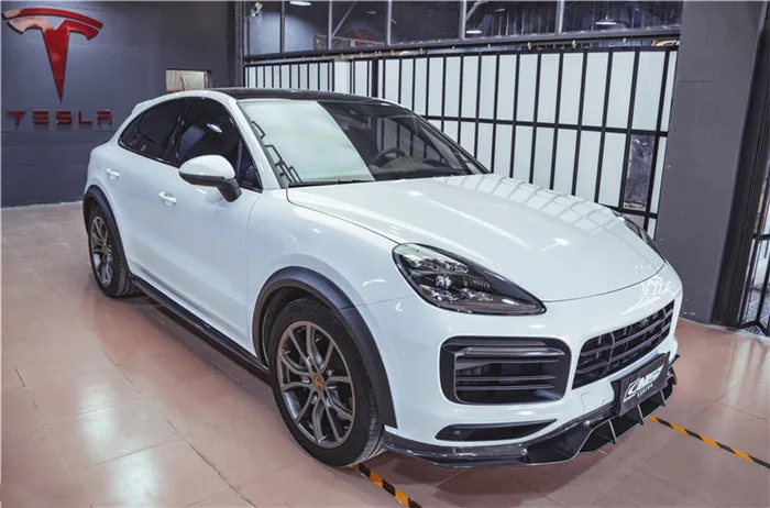 For Porsche Cayenne Bodykit Cayenne Carbon Fiber Front Lip Diffuser ...