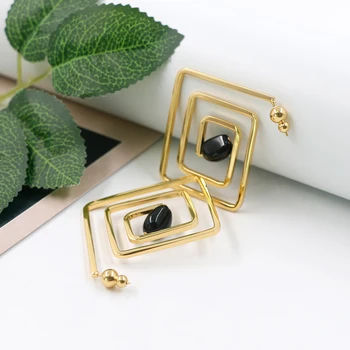 Statement Earrings 2021 Luxury 14k 18k gold plated geometric big earrings Korean Trendy bead stud Earrings for Women