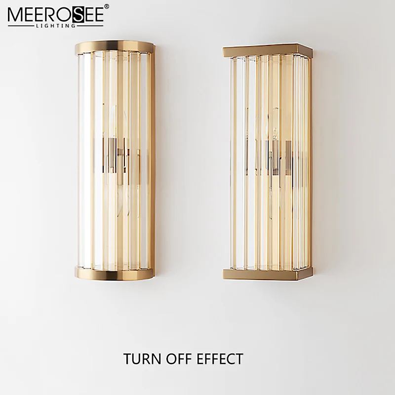 MEEROSEE  Modern Decoration Iron Crystal Wall Light Golden Color Indoor Wall Sconces Bathroom  Wall Lamp MD86731