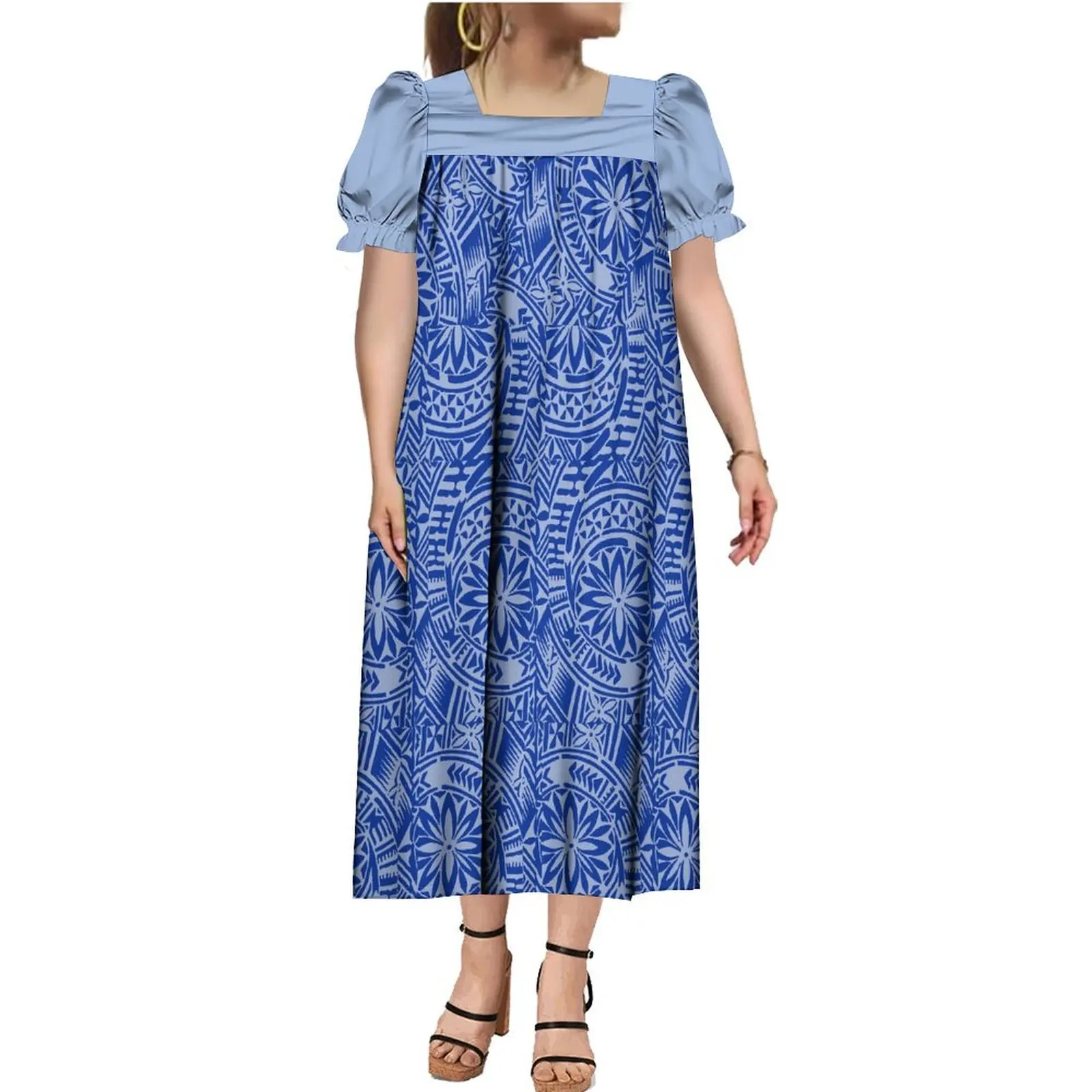 New Summer Micronesia Mumu Dress Custom Pacific Island Art Design Big Size Vintage Square Collar Long Puffy Dress Womens Dress New Summer Micronesia Mumu Dress Custom Pacific Island Art Design Big Size Vintage Square Collar Long Puffy Dress Womens Dress