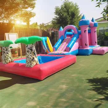 Custom-Size Wave Water Slide Swimming Pool New Design Mobile Kids Inflatable Amusement Commercial PVC Inflatable Bounce House