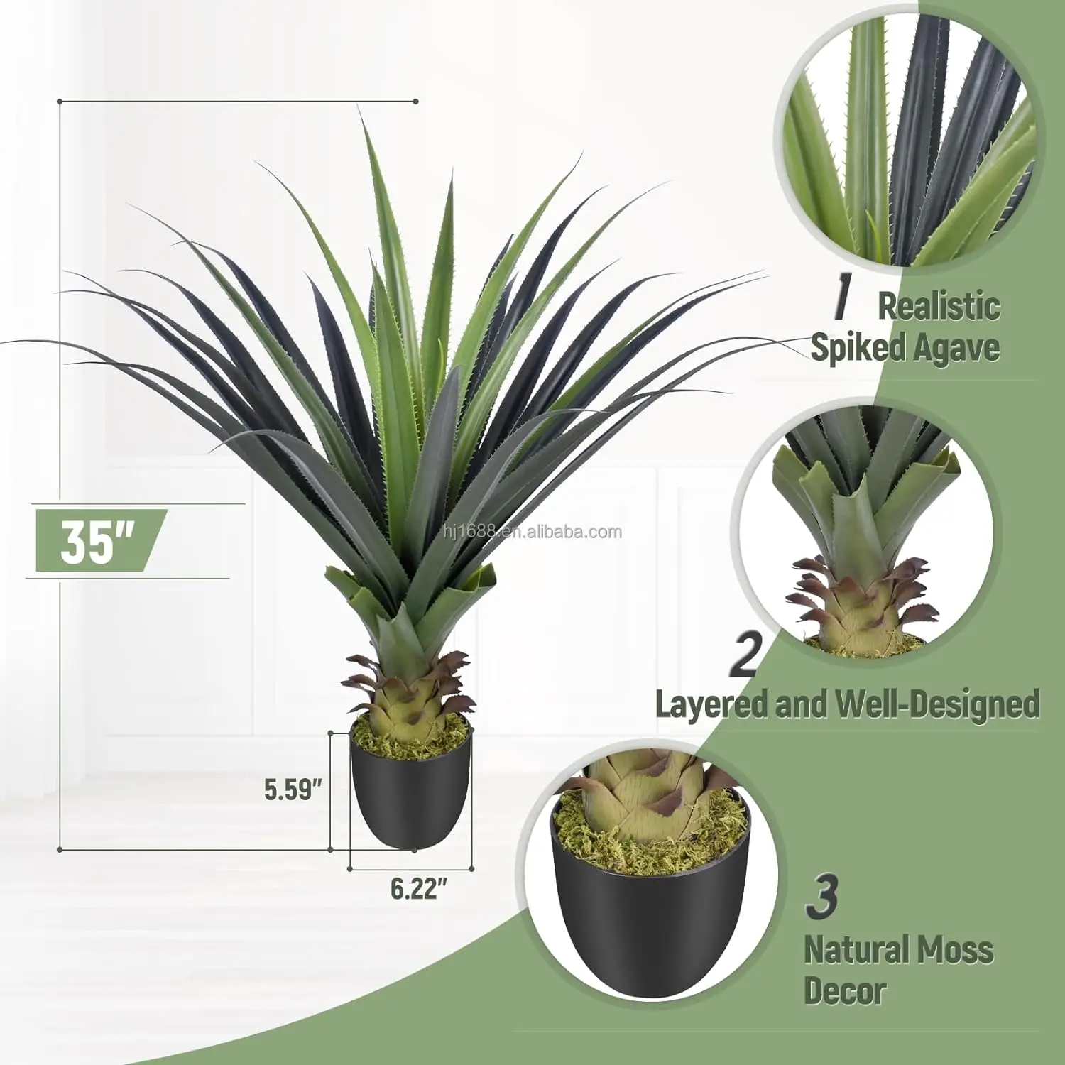 3ft knstliche Stachel Agave Pflanze 90CM 36 Zoll Faux Agave Pflanzen im  Topf Indoor Outdoor UV Proof Kleine Boden Pflanze fr Veranda