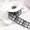Ruban à carreaux plissé noir-4cm