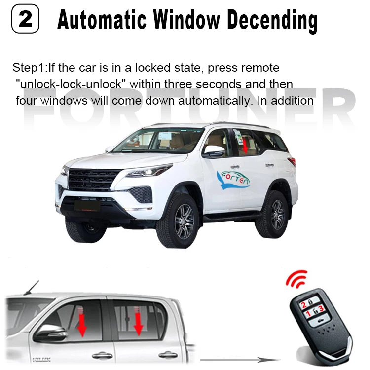 Remote Key Automatic Car Electronics Window Roll up Down Close Closer Open Device Lifter Module Kit for Toyota Fortuner 16-2023