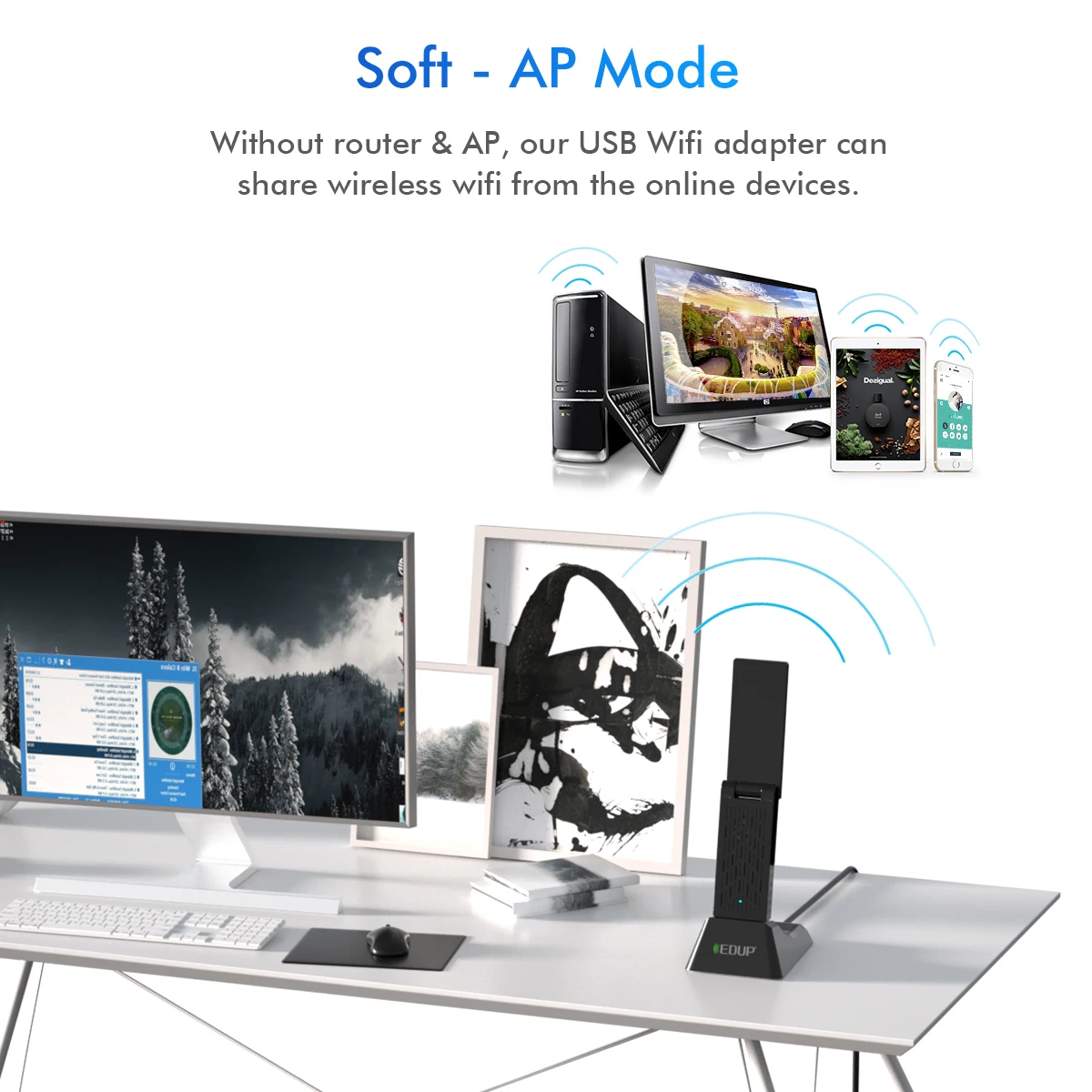 EDUP High Speed 1900Mbps Wireless Network Card Realtek RTL8814  USB  Wifi Adapter