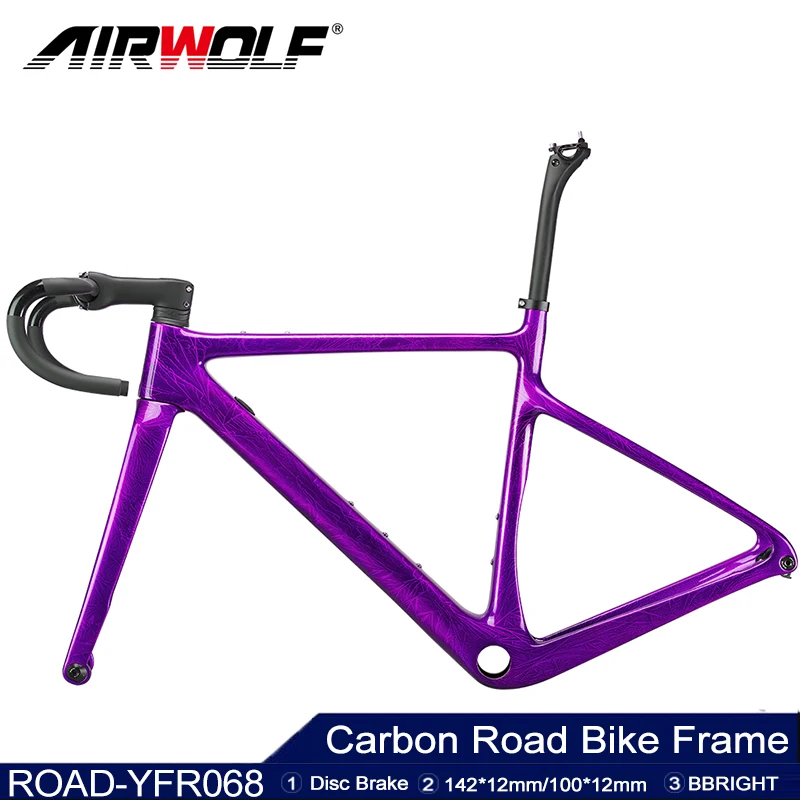 Airwolf T1100 Carbon Road Frames Bike Frameset 700*40c Road Frame 142*12mm  Disc Brake Road Bike Frame