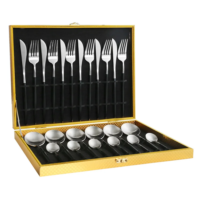 Cutlery 24 Piece Set Gift Box Gold Cutlery Set Stainless Steel Cutlery