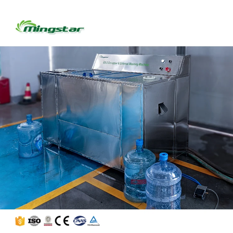 Mingstar Semi Automatic Manual  Plastic Bottle Washer De Capping Brush Inside Rotary 5 Gallon Bottle Washing Machine