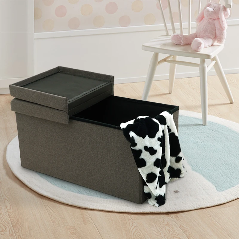 Large Linen Folding Bedroom Footrest Storage Organizer Bench Ottoman Storage Box