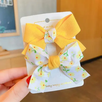 Baby Bow Hair Clip Bangs Lovely Girl Cloth Art Card Hairpin