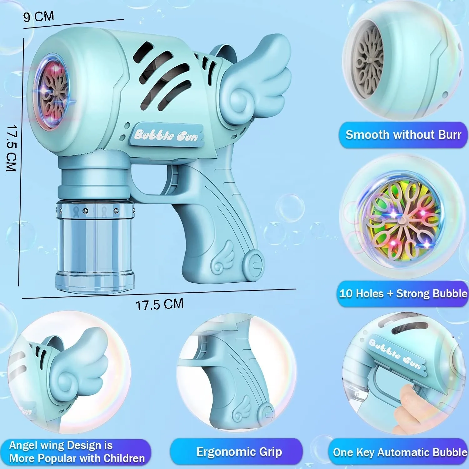Tik Tok Popular Bubble Gun Angel 10 Holes Automatic Bubble Machine Toy