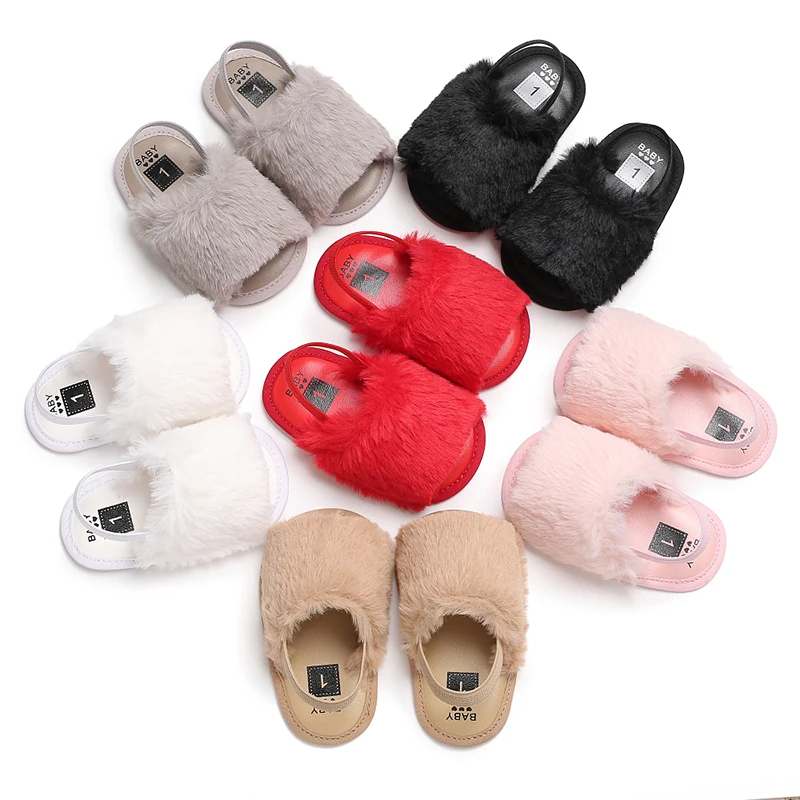 baby girl fur sandals