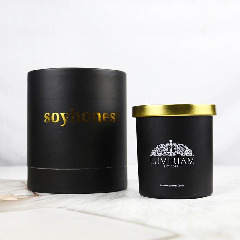 Custom Logo Shiny Matte Black Candle Container Vessel 8 Oz 10 Oz Glass ...