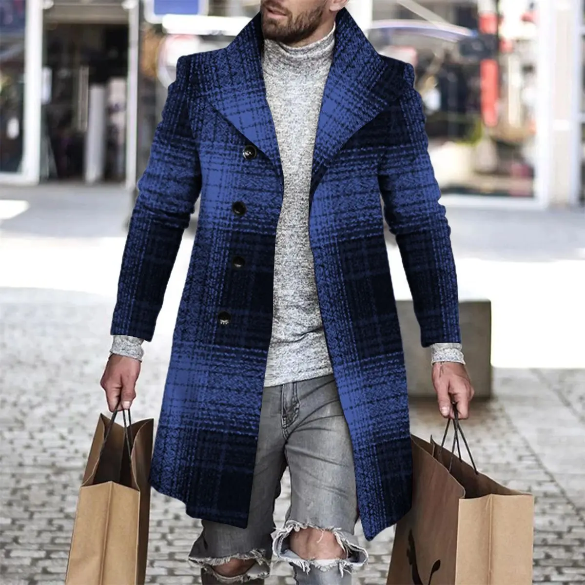 Hot Style Keep Warm Long Single Button Men's Coat For Winter Fall_voghion.com