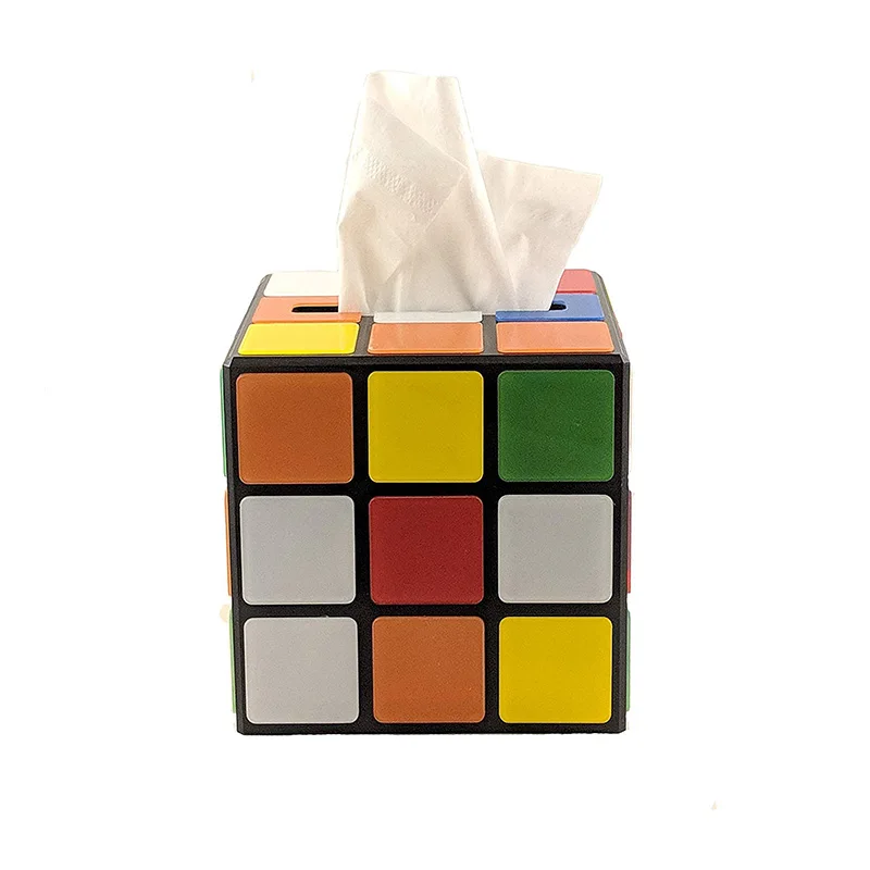 Decorative square Magic Cube Acrylic Tissue Box with Magnetic Lock