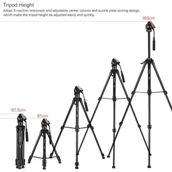 YUNTENG-VCT-880 Universal Pro Camera Tripod With Fluid Video Head for Professional Video Capture Tripod DSLR SLR Camera detail image