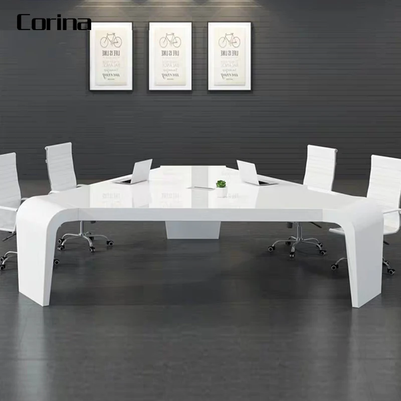 High Class Triangle Conference Table 6 Person Seat Outlets Meeting Room Boardroom Meeting Room Table