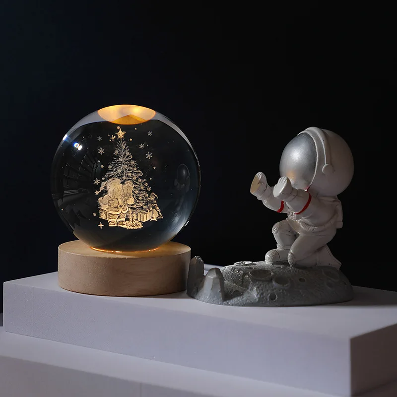 product 60mm 3d crystal ball night lamp christmas decoration custom 3d laser engraved crystal glass ball crafts with led wooden base-8