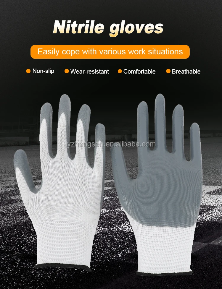 Cheap Black Nylon Foam Nitrile Palm Safety Work Gloves Buy Nitrile