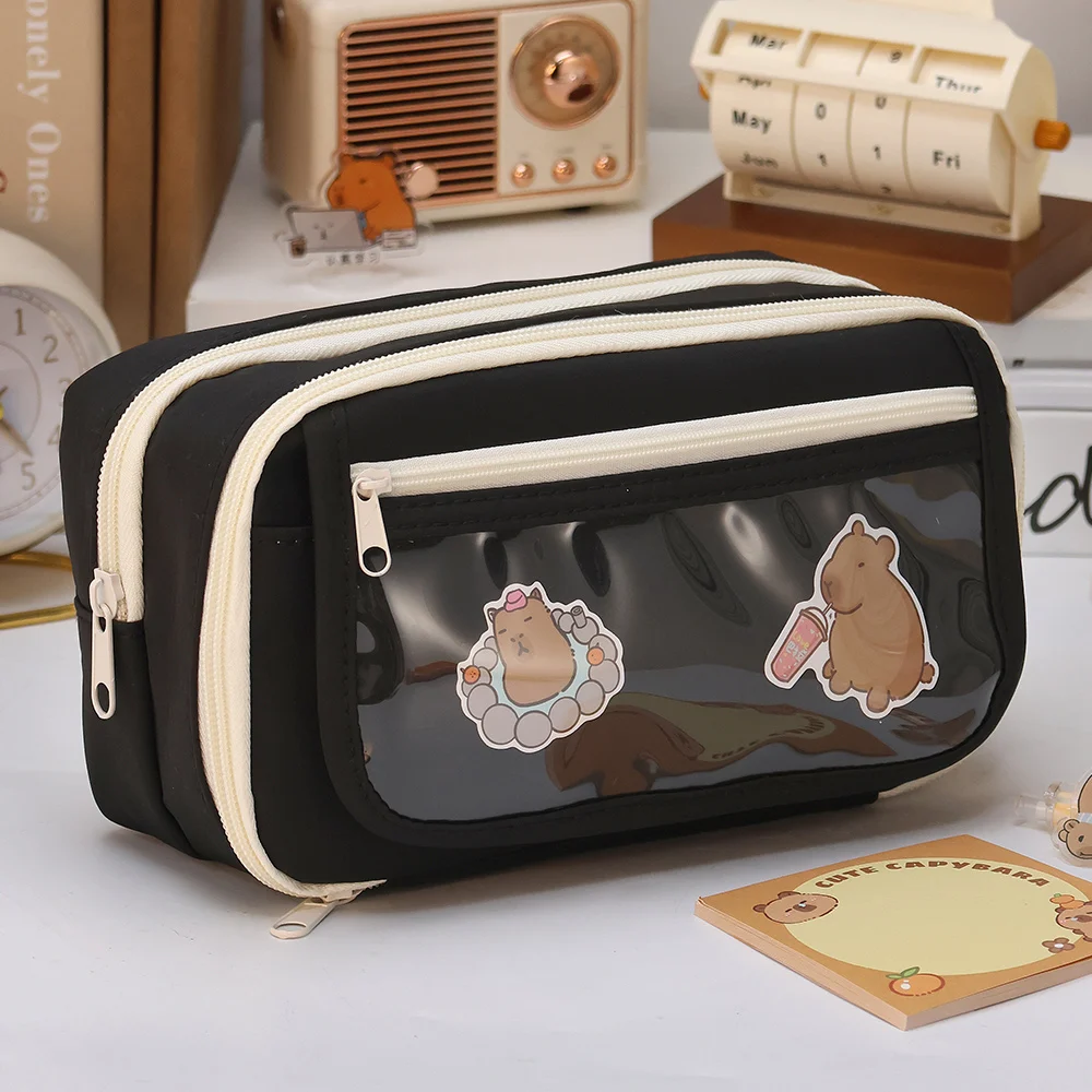 Wholesale Kawaii Multi-layer Large Capacity Cute Schoolbag Pencil Case Simple Girl Korean Stationery Pencil Case Pouch
