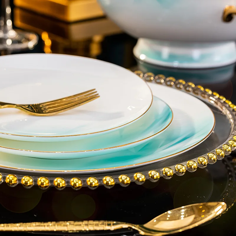 72 Pcs Luxury Fine Bone China Dinnerware Set - Eco-friendly