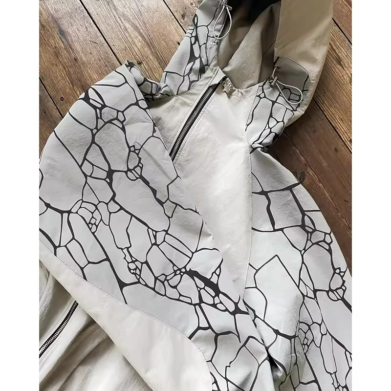 Salati Custom Water-proof Zip up Windbreaker Jacket Nylon Polyester Adjustable Cuff Printed Sleeve Sportswear Jacket for Men gallery 3