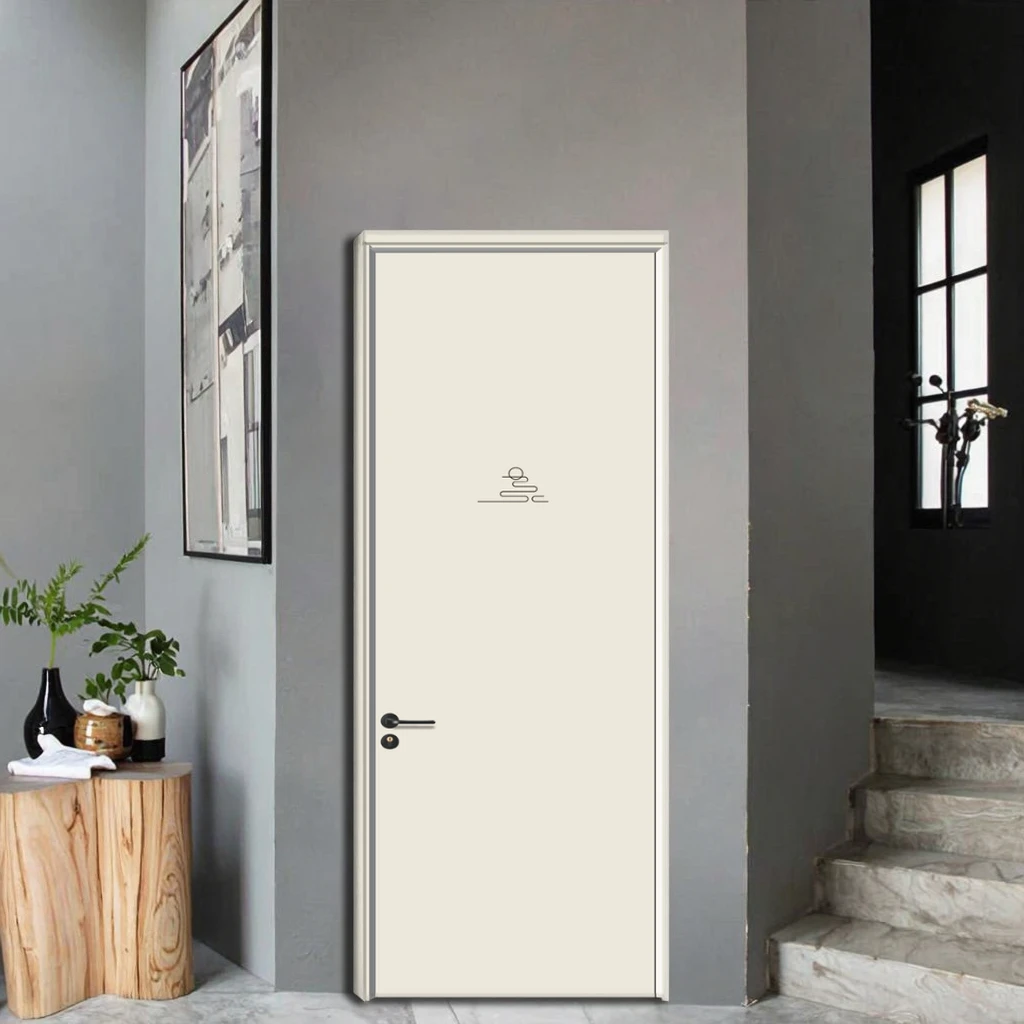 Latest Designs for Flush Doors Carving Style with PVC Veneer Waterproof White Modern Bedroom Doors and Garage Doors for Home
