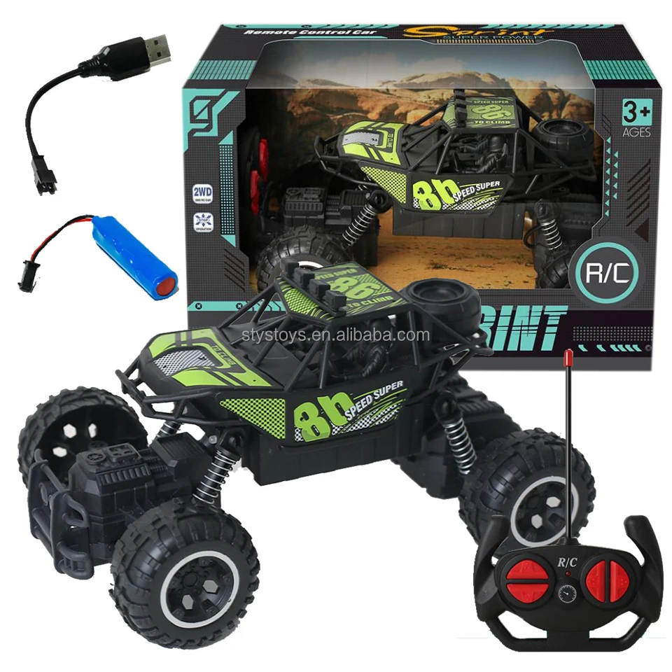 2.4Ghz Rechargeable Electric RC Monster Truck 4WD Off-Road Remote Control Rock Crawler Radio Control Car Vehicle for Boy Toys