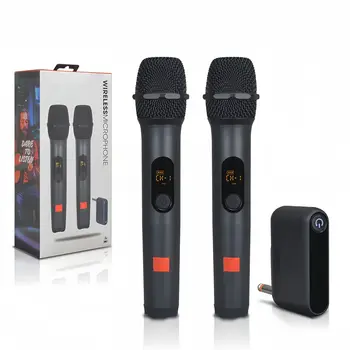 2024 new ROCK-II High Quality Wireless Handheld Microphone System UHF Rechargeable 2 Channel Karaoke Mic For Singing,black