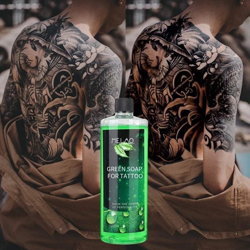 MELAO Professional Tattoo Foam Green Soap Liquid Cleansing Solution Inks  Soothing Healing Solution Cleaning Green Soap Tattoo