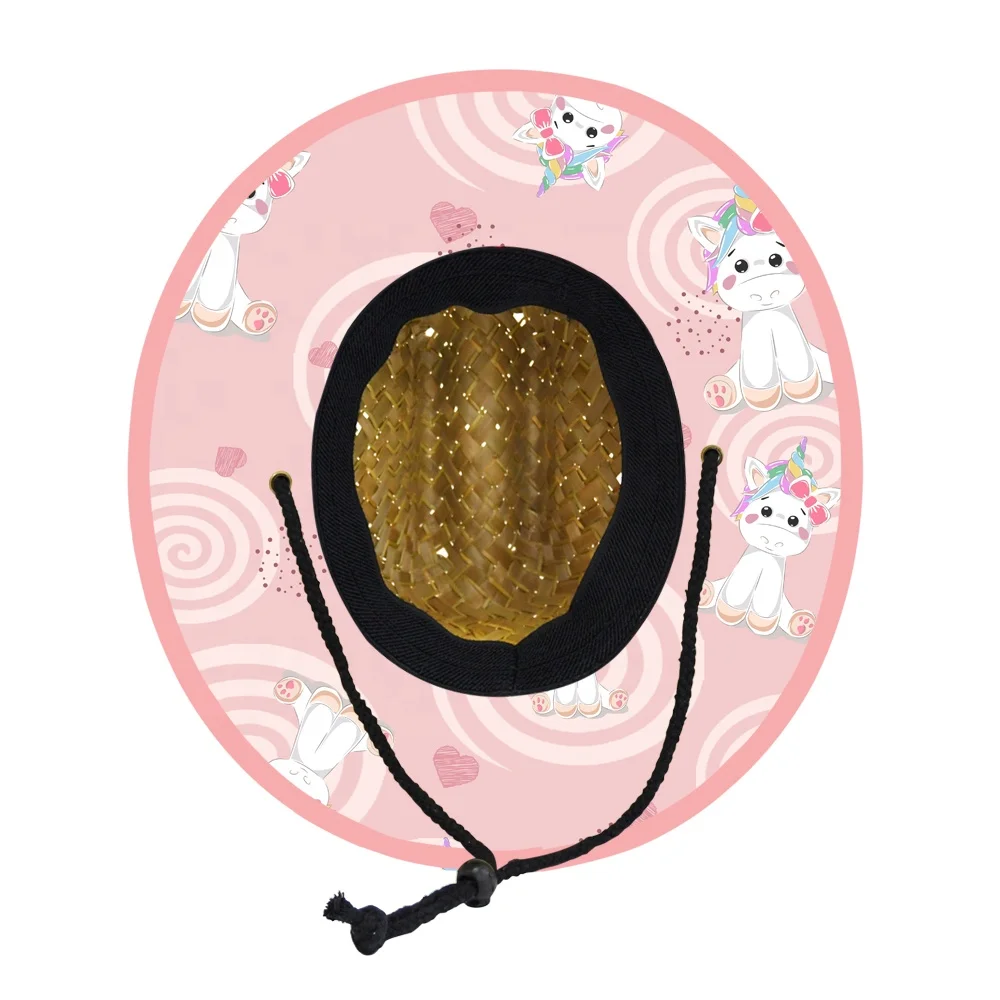 JAKIJAYI Customized Sun Visor Rush Straw Beach Hats for Children Large Wide Brim Lifegurad Hat Kid Kid Rock Fedora Hat