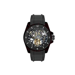 Carbon Fiber Watch with Super Luminous Analog Dial Leather/Rubber/Silicone Band Hangzhou Automatic Mechanical Movement