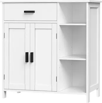Floor storage cabinet with doors and shelves, modern storage cabinet suitable for living room