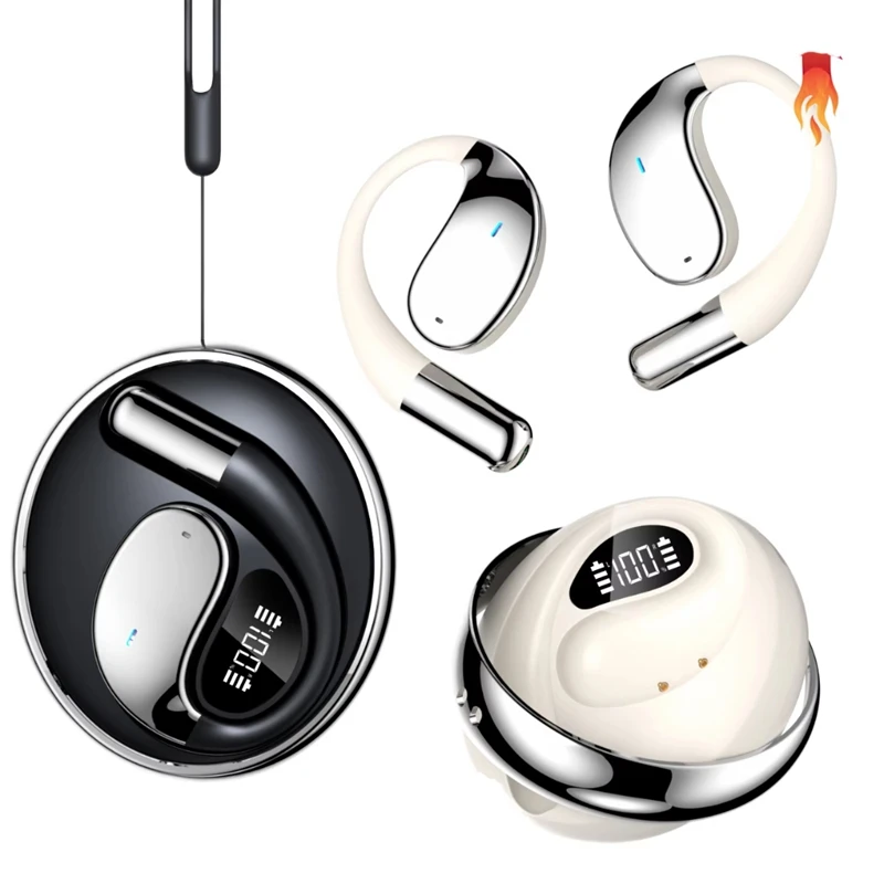 New Fingertip Gyro TWS Q93 Air Conduction Low Latency HiFi Wireless Headset ENC Earbuds Digital Display Ear Hook OWS Earphones