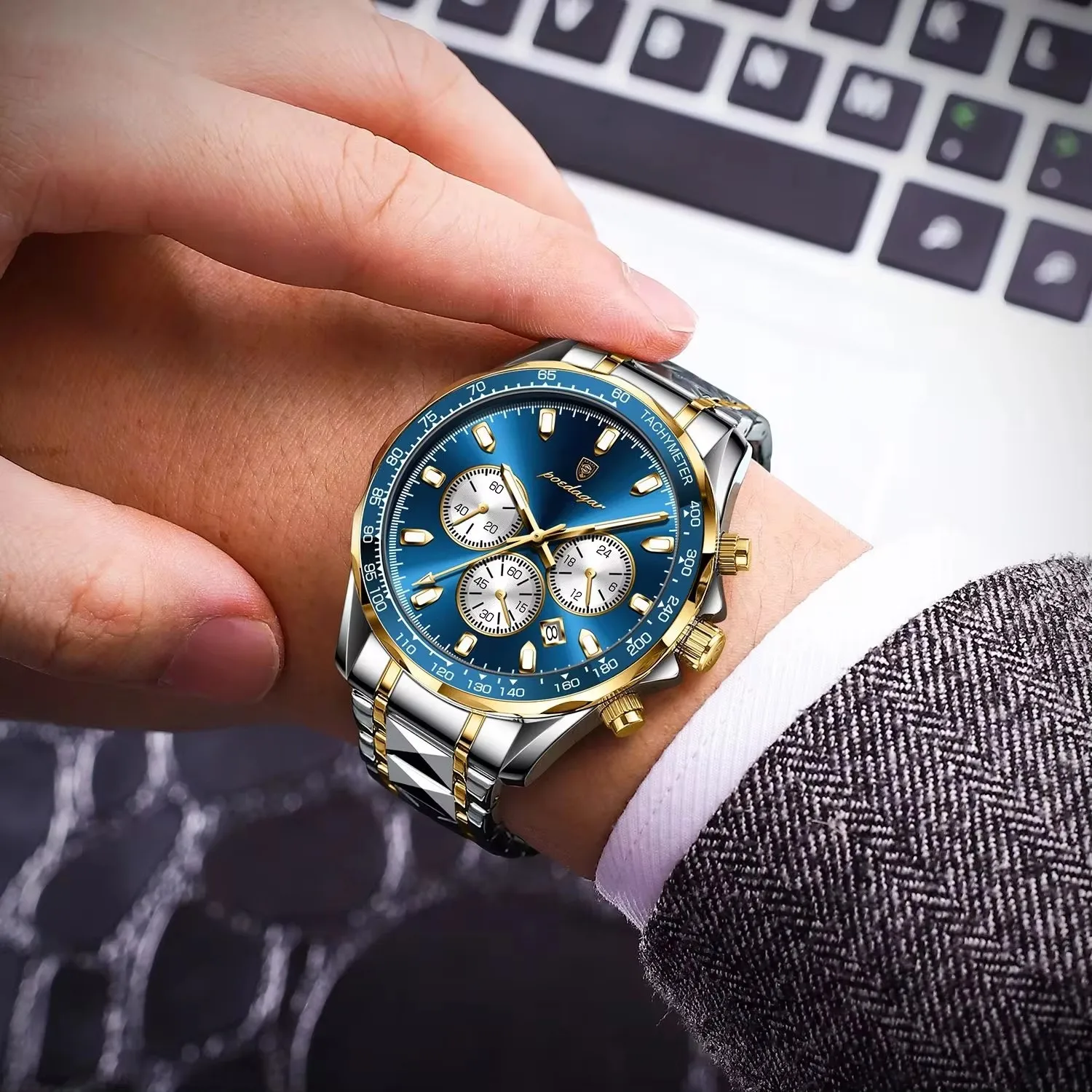 Risparmia alla grande su Orologi Cronografi Di Lusso Maschile Orologio Da Polso Cronografo In Acciaio Inossidabile Design Lusso Quarzo Precisione Uomo