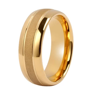 Tizti Jewelry 8mm Gold Plated Wholesales Rings Tungsten Band Engagement Wedding Ring