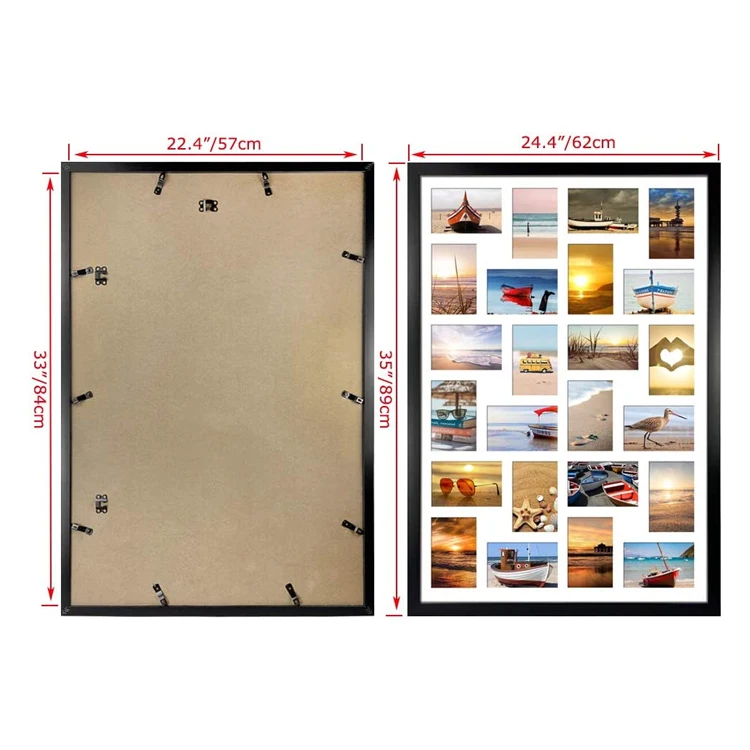 Pack 4x6 Picture Frames Collage with 24 Openings Multi Photo Frame for Wall Hanging Black