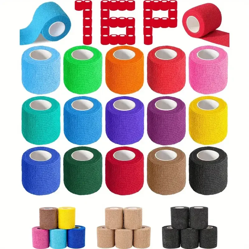 2 Rolls Beige Custom Pattern Elastic Adhesive Bandage Tape Wrap Flexible Stretch Sports Wrap for Ankle Knee Wrist Sprains