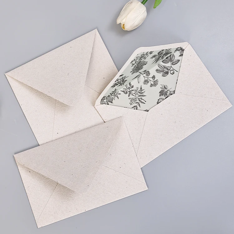 Customized Linen Textured Envelope with Inner Print Pattern