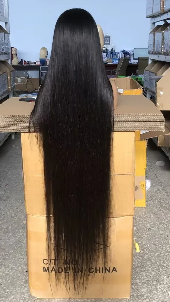 40 50 Inch Bone Straight Human Hair Lace Front Wigs Cuticle Aligned Hd ...