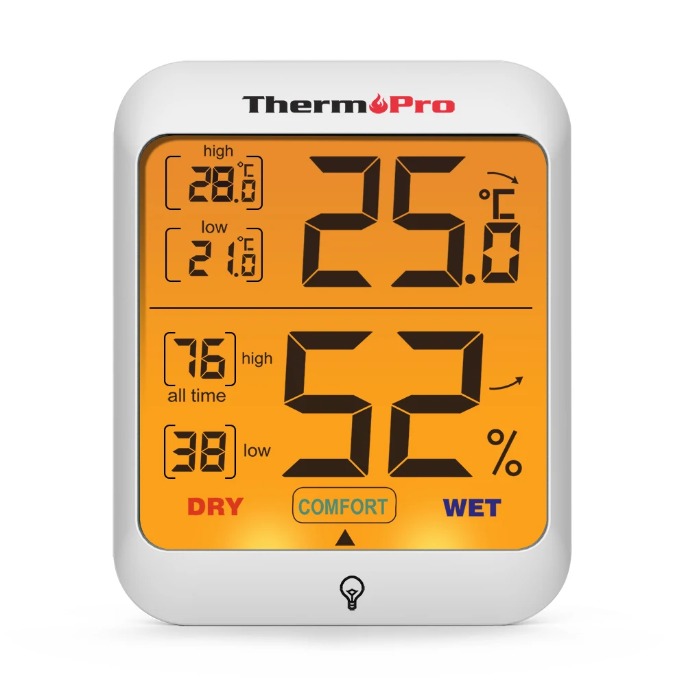 ThermoPro TP53 Hygrometer Touch Screen Indoor Outdoor Thermometer with  Hygrometer Humidity Sensor