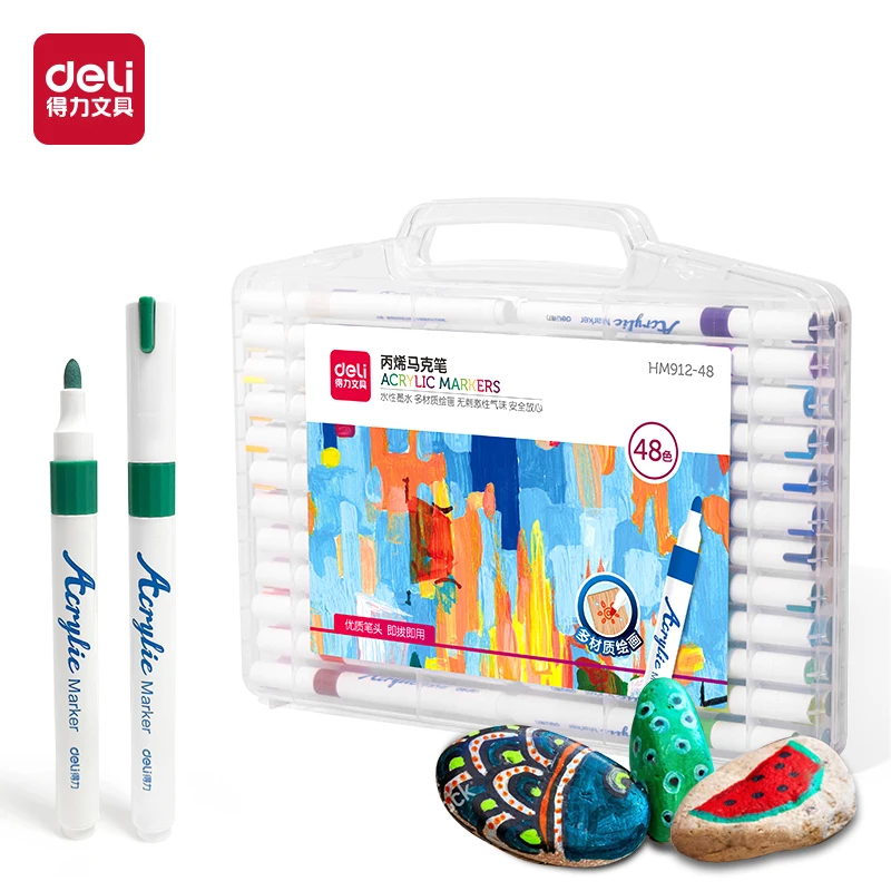 Deli HM912-48 Acrylic Markers - Quick-Dry, Waterproof