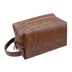Fashion Horse Soft Vintage Leather  PU Leather Cosmetic Bag Travel Toiletry Organizer Makeup Bag Cosmetic Bags