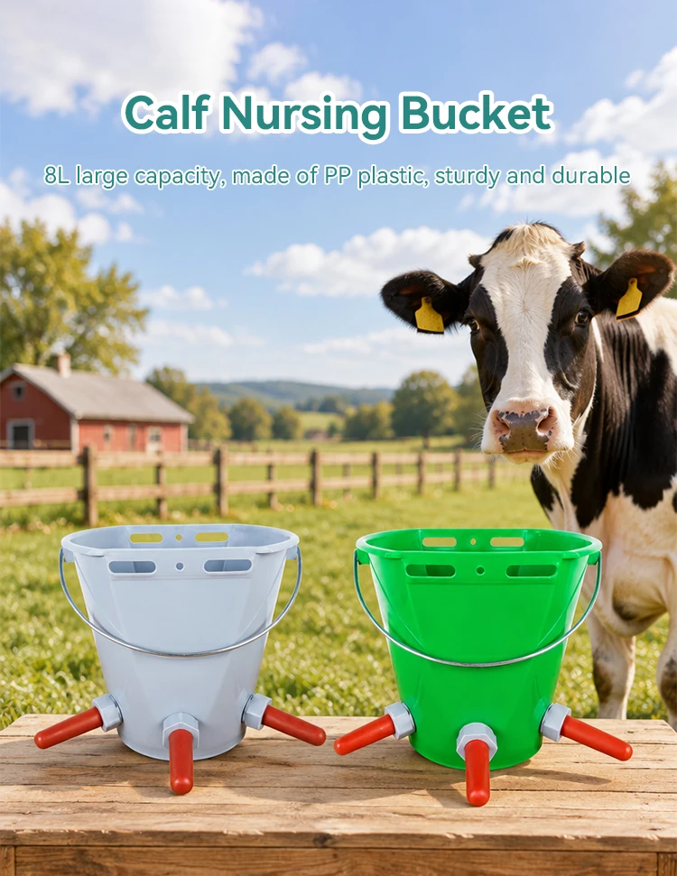 Automatic 8L Plastic Milk Bucket Water Drinker for Livestock Cow Cattle Nipple Drinker Farm