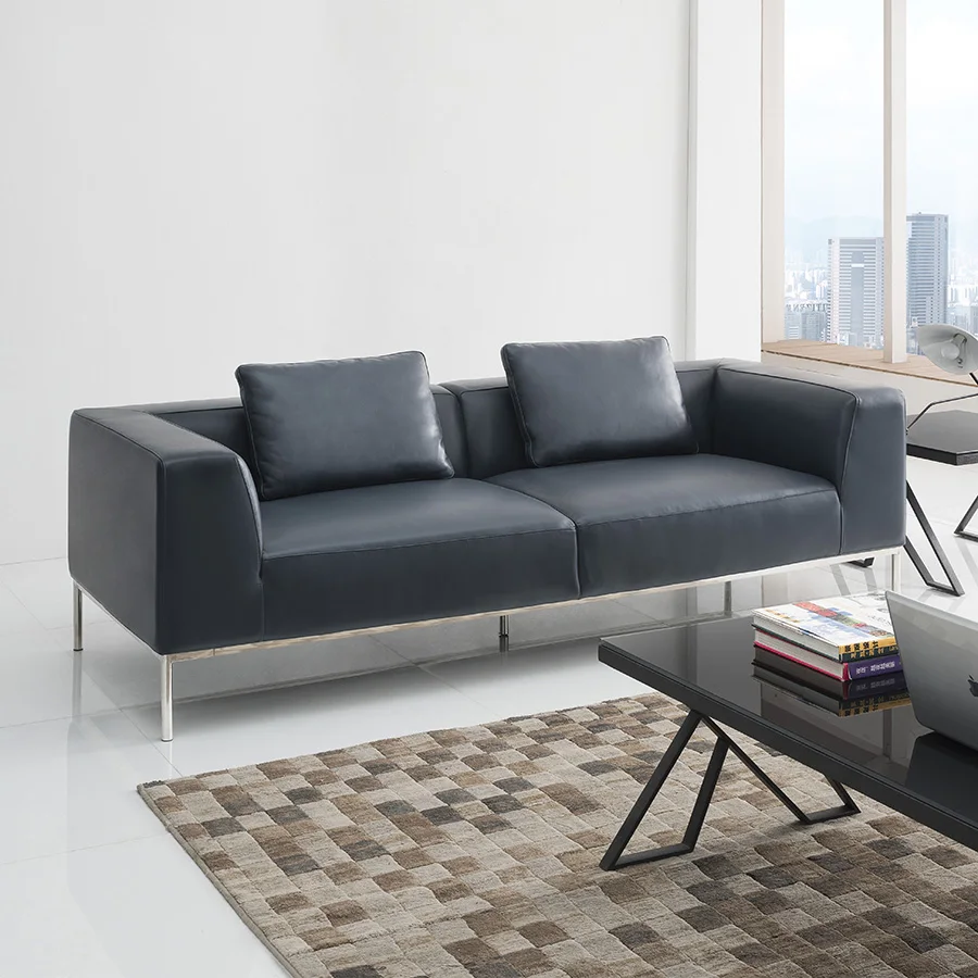 Роскошные офисные коммерческая мебель секционный 3-местный диван наборы новый современный дизайн кожаный офисный диван