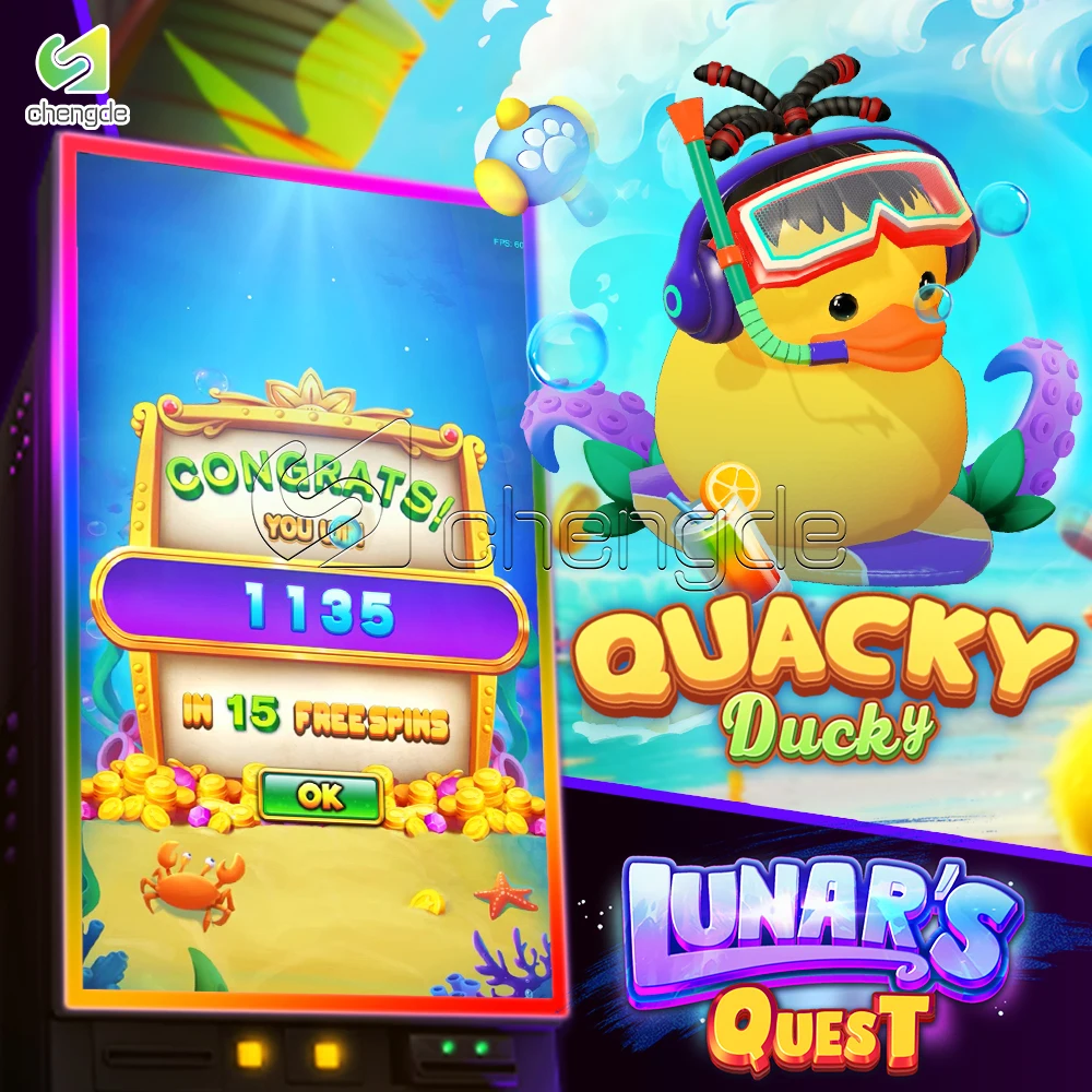 Новый лунный квест Quacky Ducky 43-дюймовый вертикальный сенсорный экран мульти 6 в 1 игровой шкаф печатная плата для продажи