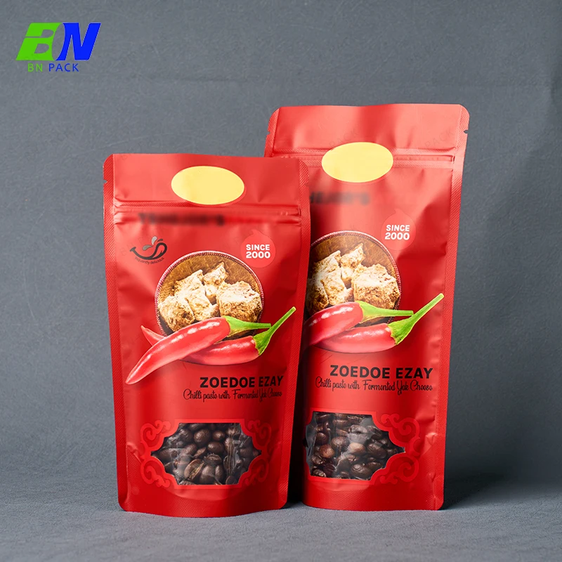 Factory Price Customized Stand up Pouch for Snack Food Spice Window Nut Packaging Zipper Bag Food Snack Doypack